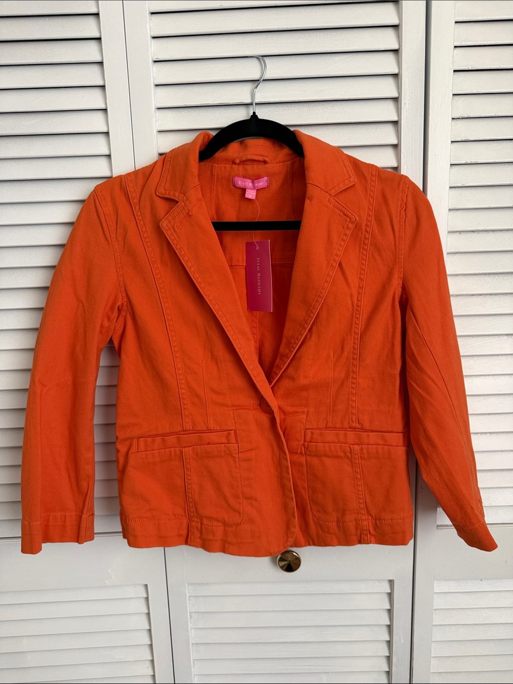 Isaac Mizrahi Orange Single-Button Tailored Blazer